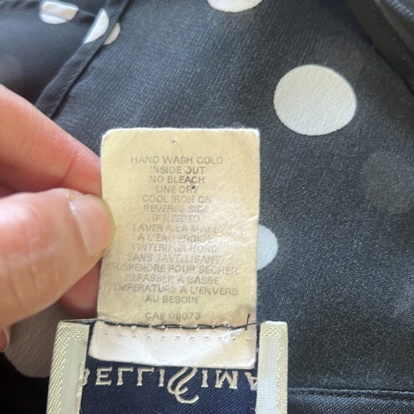 Vintage🧚♀️ Bellissima Black/White Y2K Polka Dot Bodydoll Blouse Size 12 - Picture 15 of 17